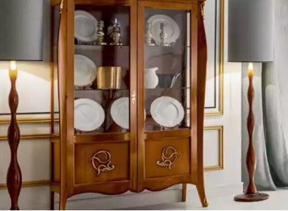 Luxus Holz Vitrine Anrichte Design Braun Italienische Möbel Schrank Neu