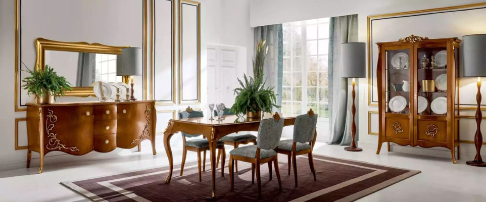 Luxus Holz Vitrine Anrichte Design Braun Italienische Möbel Schrank Neu