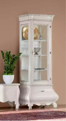 Luxus Holzschrank Design Vitrine weiß Italienisch Möbel Schrank Vitrinen
