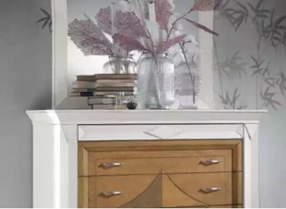 Kommode mit Spiegel Sideboards Holz Kommoden Möbel 2tlg Weiß Italien