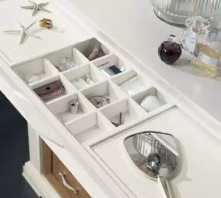 Kommode mit Spiegel Sideboards Holz Kommoden Möbel 2tlg Weiß Italien