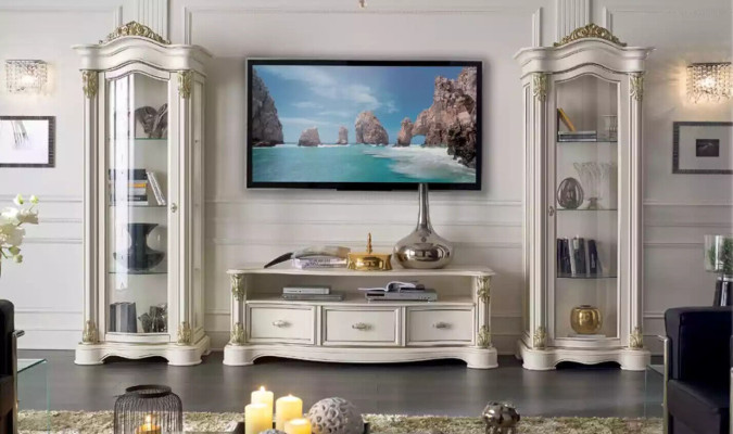 Wohnzimmer RTV Vitrine Sideboard Kommode Schrank Gruppe XXL Set 3tlg.