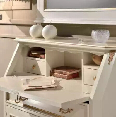 Weiße Kommode mit Spiegel Klassischer Stil Möbel Set 2tlg Sideboard Kommoden