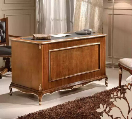 Schreibtisch brauner Holzschreibtisch Tisch Schubladen klassische Büromöbel