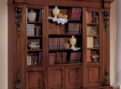 Großes Braunes Bücherregal Luxus Vitrine Holzschrank Massivolz Möbel