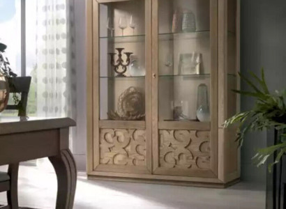 Vitrinen Holz Glas Schrank Braun Vitrine Wohnzimmer Möbel Anrichte Neu