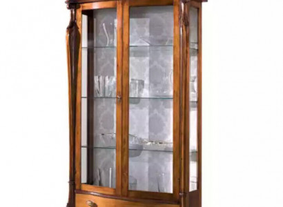Klassische Vitrine Glas Schrank Vitrine Holz Wohnzimmer Luxus Braun