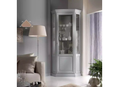 Eck Vitrine Schrank Weiß Vitrinen Wohnzimmer Klassischer Design Regal