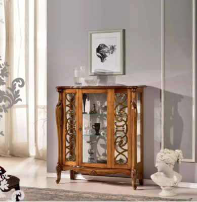 Klassische Vitrine Möbel Wohnzimmer Schränke Schrank Glasschrank Holz