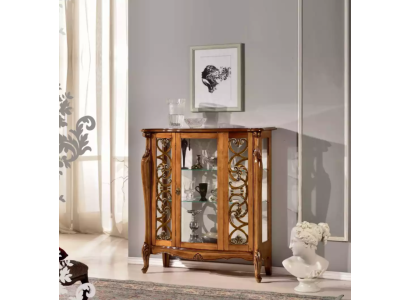 Klassische Vitrine Möbel Wohnzimmer Schränke Schrank Glasschrank Holz