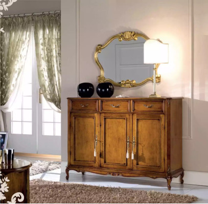 Sideboard brauner Holzschrank klassischer Stil Wohnzimmer Kommode Kommoden
