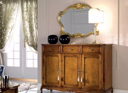 Sideboard brauner Holzschrank klassischer Stil Wohnzimmer Kommode Kommoden