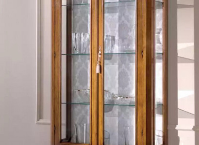 Luxuriöse Glasvitrine Schränke braunem Holz Klassische Möbel Vitrine Schrank