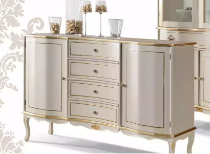Design Klassisches weißes Sideboard mit Schubladen Wohnzimmer Kommode