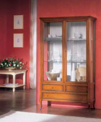 Klassische Vitrine Schrank Wohnzimmer Vitrinenschrank Italien Möbel Neu