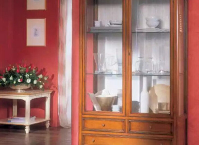 Klassische Vitrine Schrank Wohnzimmer Vitrinenschrank Italien Möbel Neu