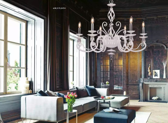 Deckenlampe Deckenleuchter Lüster Kronleuchter Glas Weiß Lampen Antik Stil