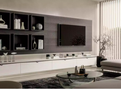 Design Wandschrank Regal Wohnzimmer TV-Ständer Holz Wand Regale Italy