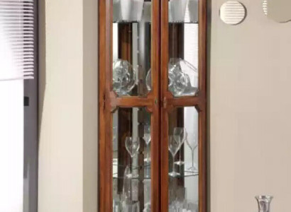 Klassische Möbel Holz Braun Eckvitrine Vitrineschrank Italienische Möbel