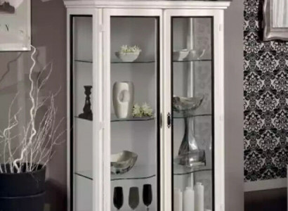 Wohnzimmer Möbel Anrichte Holz Vitrinen Glas Schrank Echtholz Vitrine