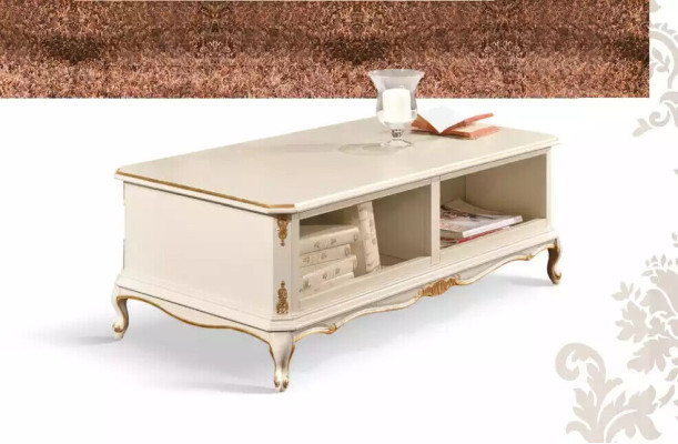 Designer weißer Luxus Couchtisch für Wohnzimmer klassischer Holztisch