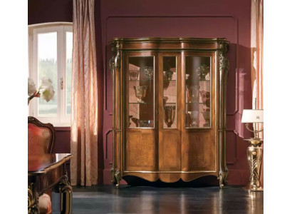 Vitrine Schränke Holz Luxus Wohnzimmer Möbel Glas Schrank Braun Neu