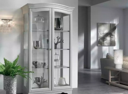 Vitrinen Schrank Echtholz Anrichte Vitrine Massiv Wohnzimmer Möbel Holz