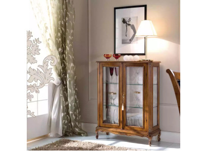 Hochwertiger Holzschrank braun Möbel klassischer Stil Schrank Vitrinen