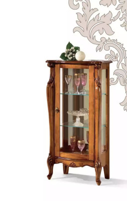Klassische Braune Glasvitrine Luxus Holzmöbel Glastür Wohnzimmer Möbel