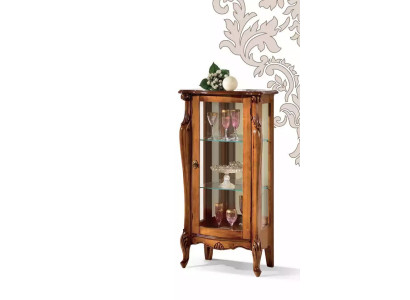 Klassische Braune Glasvitrine Luxus Holzmöbel Glastür Wohnzimmer Möbel