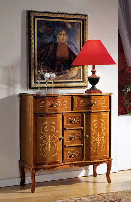 Luxuriöse Braune Kommode Klassische Anrichte Wohnzimmer Möbel Holz Neu