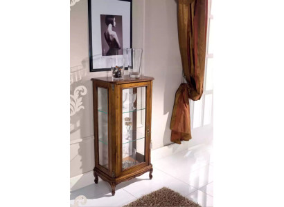 Klassische Braune Vitrine Luxus Glasschrank Designer Holzmöbel Wohnzimmer