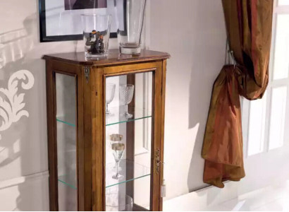 Klassische Braune Vitrine Luxus Glasschrank Designer Holzmöbel Wohnzimmer