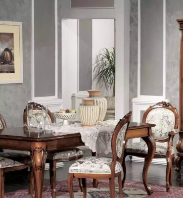 Esszimmer Möbel Esstisch Massivholz 4x Stühle mit Armlehnen Möbel