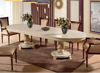 Luxus Esszimmer Tisch Oval Weiß Esstische Holz Italienische Möbel Art déco Neu