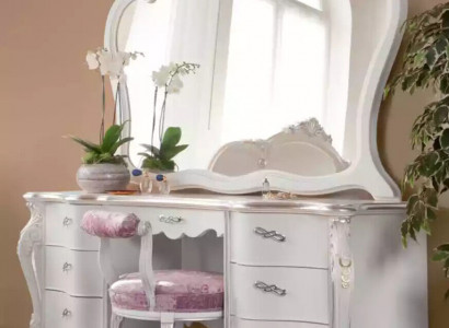 Klassischer Massivholz Schminktisch Schlafzimmer Möbel Set 2tlg Weiß