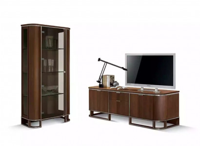 TV Ständer Fernseher Wand Wohnwand Lowboard Braun Hochglanz Vitrine