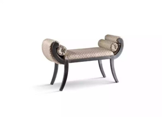 Klassische Sitzbank Stoffmöbel Wohnzimmermöbel Sitzmöbel Grau Neu