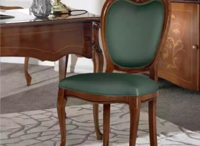 Klassischer Brauner Holz Stuhl Luxus Büromöbel Grün Einsitzer Design