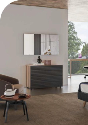 Schminktisch Natural Walnut - Matt juta Spiegel Schlafzimmer Modern