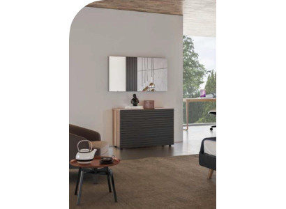 Schminktisch Natural Walnut - Matt juta Spiegel Schlafzimmer Modern