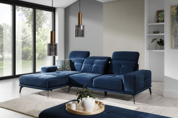 Designer Sofa Couch Ecksofa Textil Polster Garnitur Wohnlandschaft L-Form Blaue