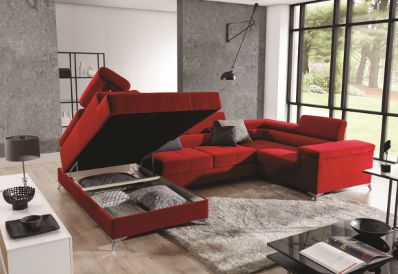 Ecksofa U-Form Sofa Couch Design Polster Schlafsofa Bettfunktion Wohnlandschaft
