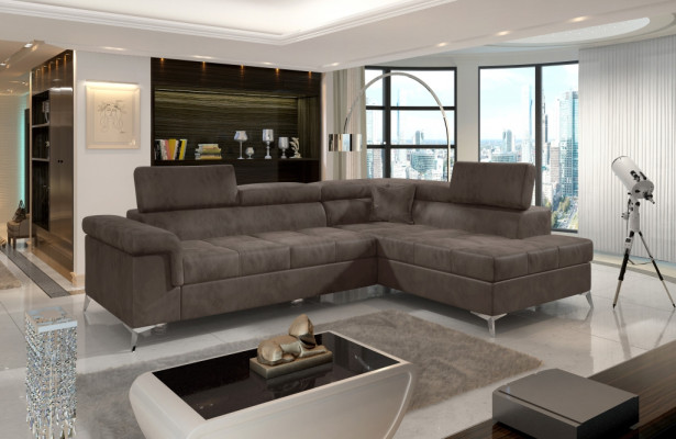 Ecksofa L-Form Sofa Couch Design Polster Schlafsofa Textil Bettfunktion Textil