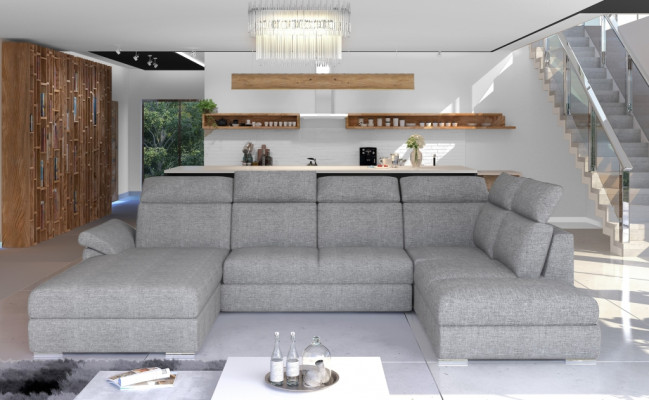 Ecksofa Stoff Eckgarnitur U-Form Sofa Couch Design Couch Polster Textil Modern