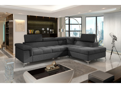 Ecksofa L-Form Sofa Couch Design Polster Schlafsofa Textil Bettfunktion Textil