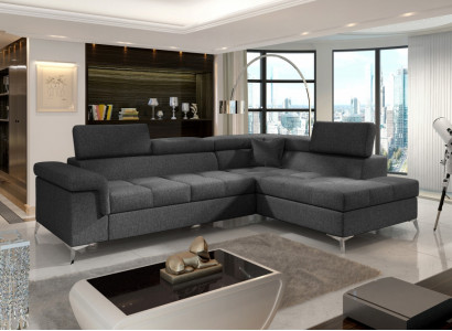 Ecksofa L-Form Sofa Couch Design Polster Schlafsofa Textil Bettfunktion Textil