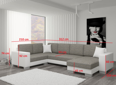 Wohnlandschaft Ecksofa Sofa Couch Polster Textil Eck Textil Stoff Garnitur Neu
