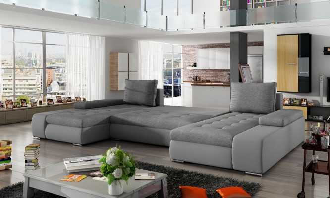 Wohnlandschaft Wohnzimmer Leder Sofa Couch Polster Sitz Ecksofa Garnitur