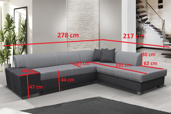Moderne Design Ecksofa Porto Bettfunktion Couch Textil Sofas Schlaf Sofa